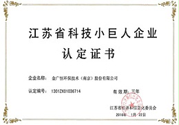 江苏省科技小巨人企业认定证书